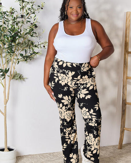 Heimish Full Size High Waist Floral Flare Pants