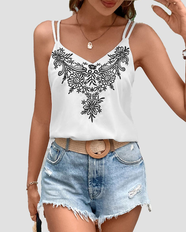 V-Neck Printed Sleeveless Cami