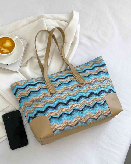 Chevron Straw Tote Bag