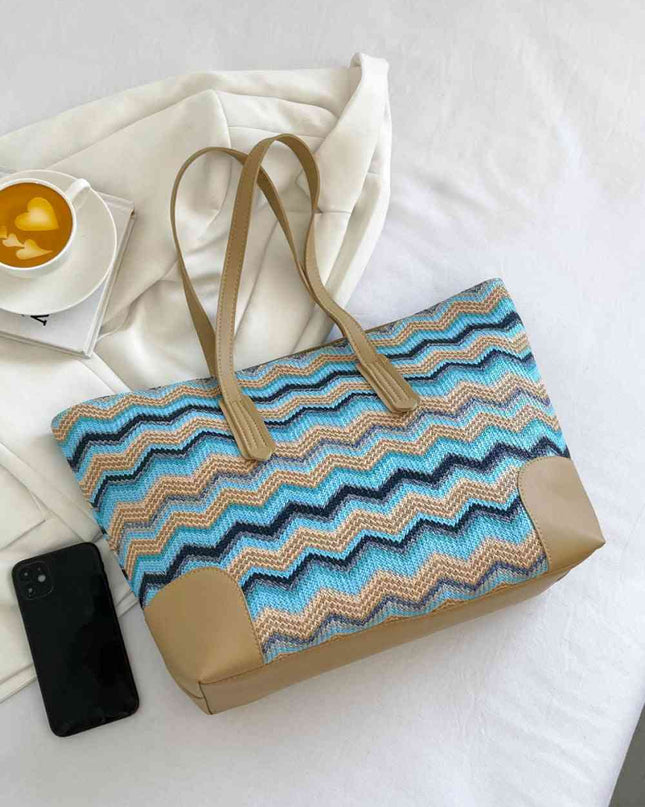 Chevron Straw Tote Bag