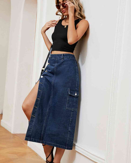 Button Down Denim Skirt