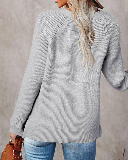 Half Button Long Sleeve Knit Top