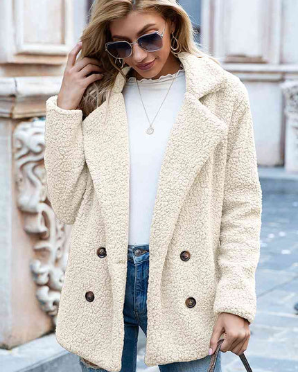 Full Size Lapel Collar Sherpa Coat