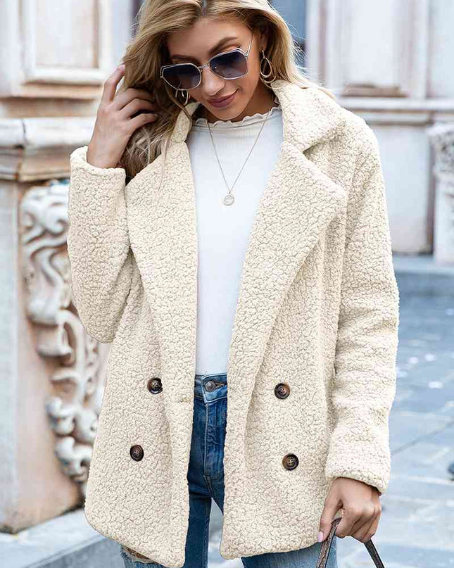 Full Size Lapel Collar Sherpa Coat