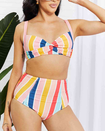 Marina West Swim Take A Dip Twist High-Rise Bikini in Stripe