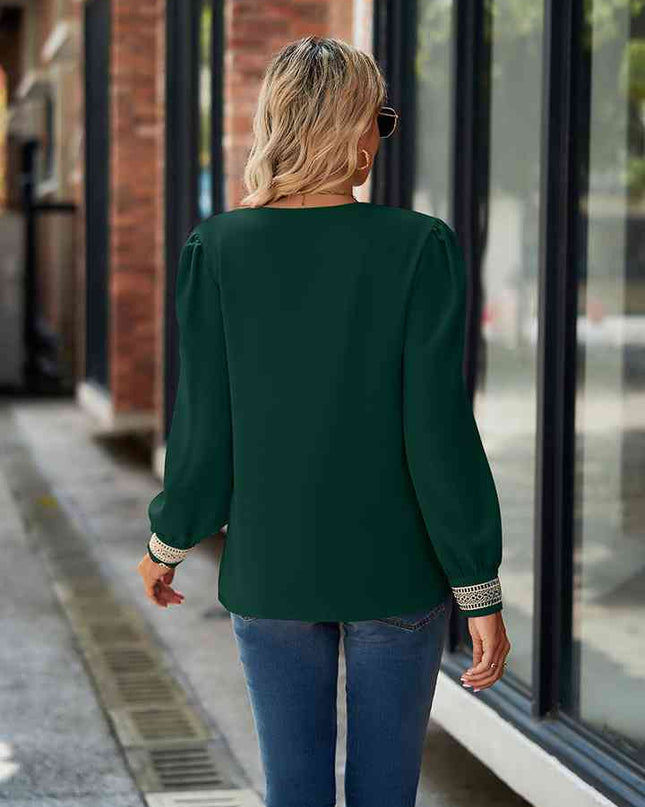 V-Neck Long Sleeve Blouse