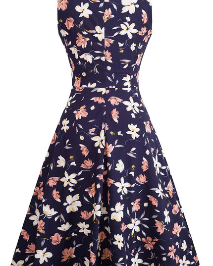 Printed Smocked Waist Sleeveless Dress