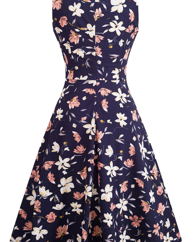 Printed Smocked Waist Sleeveless Dress