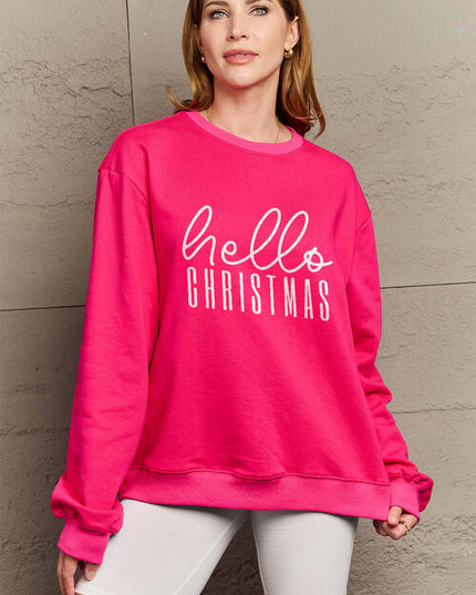 Simply Love Full Size HELLO CHRISTMAS Long Sleeve Sweatshirt