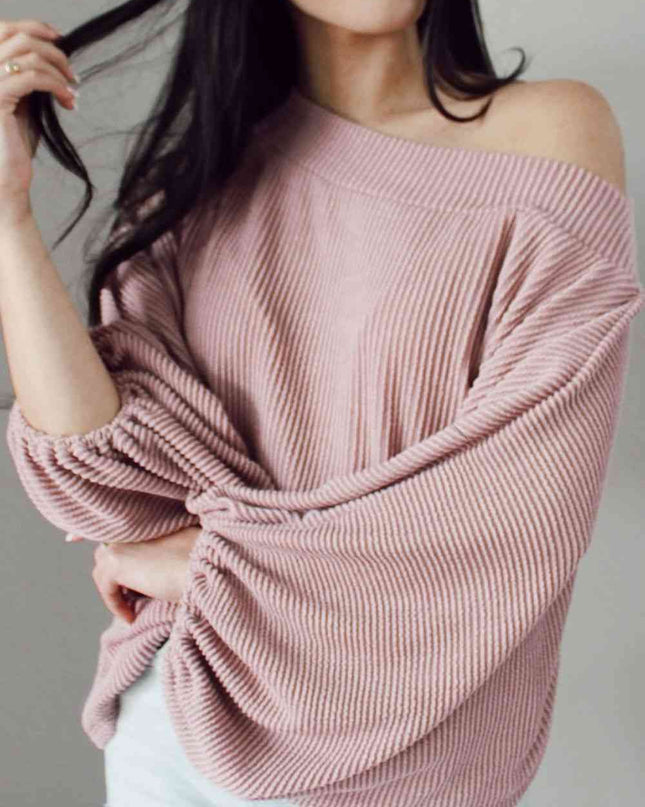 Ribbed Long Sleeve Knit Top