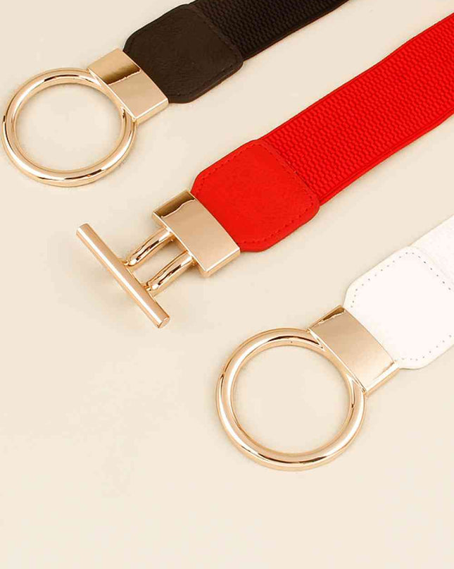 Circle Shape Buckle Zinc Alloy Buckle PU Leather Belt