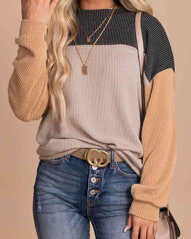 Color Block Dropped Shoulder T-Shirt
