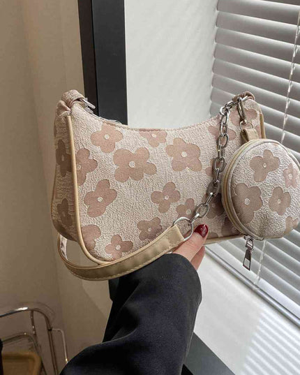 Printed Shoulder Bag and Round Wallet
