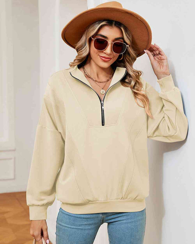 Half-Zip Dropped Shoulder Sweatshirt
