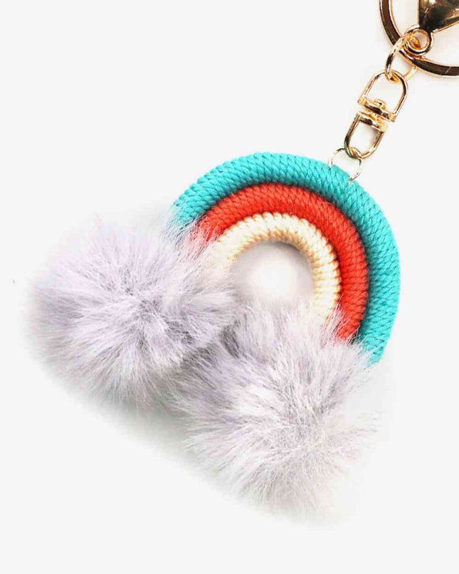 Assorted 4-Pack Rainbow Pom Pom Keychain