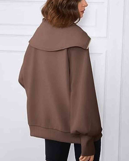 Half-Zip Lantern Sleeve Top