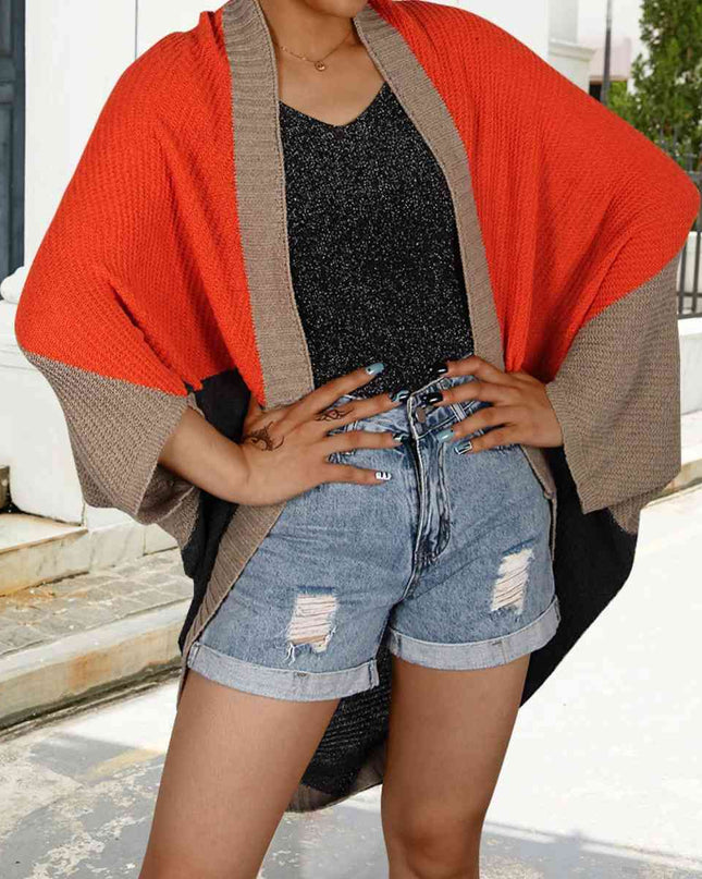 Color Block Open Front Cardigan