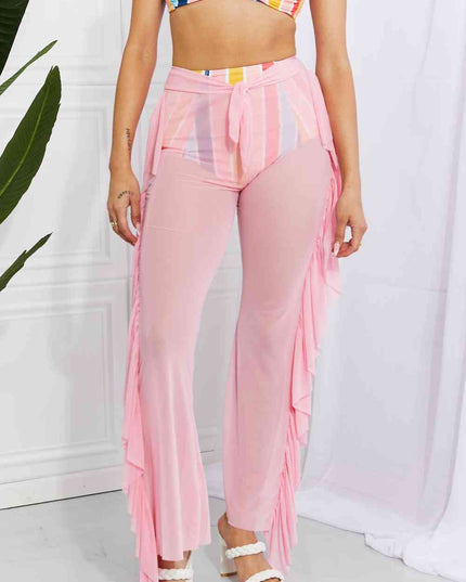 Marina West Swim Take Me To The Beach Mesh Ruffle Cover-Up Pants