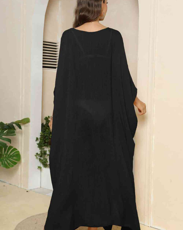 V-Neck Three-Quarter Sleeve Cover-Up