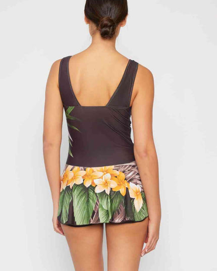 Marina West Swim Full Size Clear Waters Swim Dress in Aloha Brown