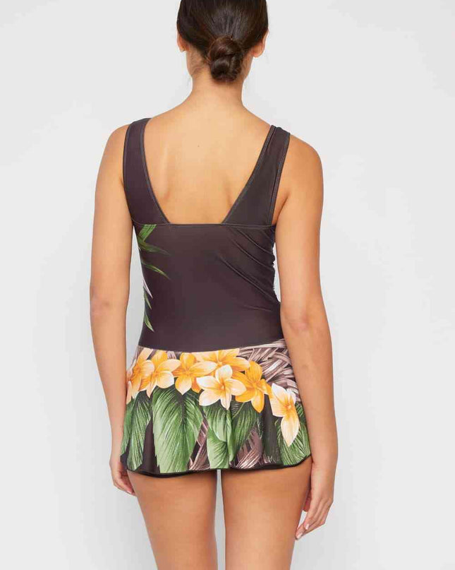 Marina West Swim Full Size Clear Waters Swim Dress in Aloha Brown