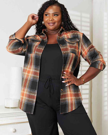 Double Take Plaid Dropped Shoulder Shirt