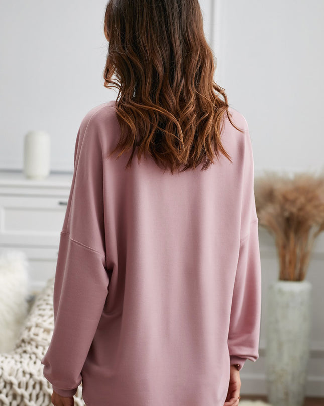 Button Detail Curved Hem Top