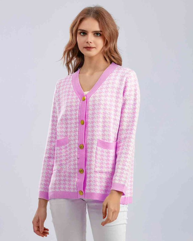 Houndstooth Button Down Cardigan