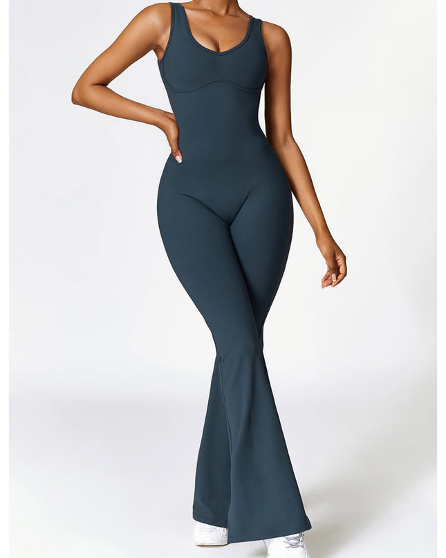 Wide Strap Bootcut Slit Active Jumpsuit
