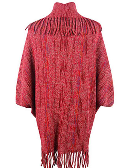Fringe Detail Printed Poncho