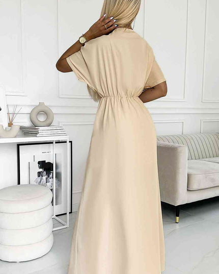 Surplice Neck Slit Maxi Dress
