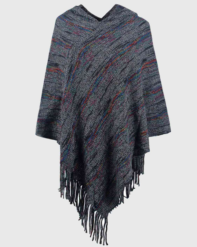 Fringe Hem Hooded Poncho