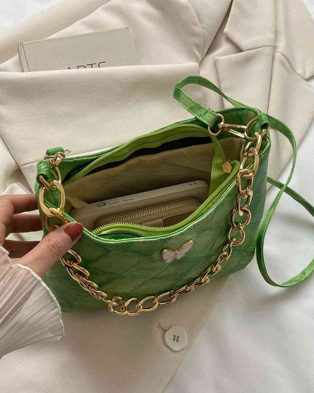 Butterfly Decor PU Leather Shoulder Bag
