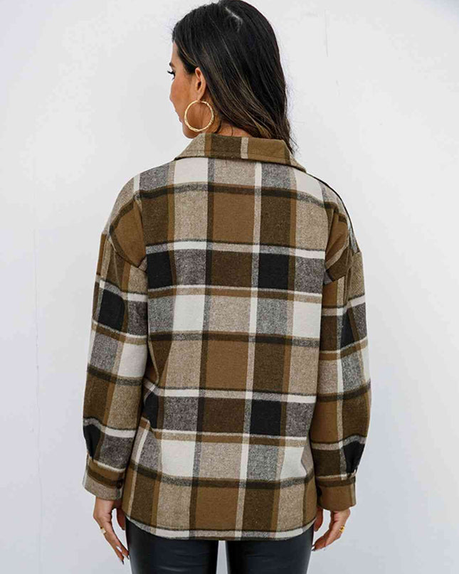 Plaid Button Up Collared Neck Jacket