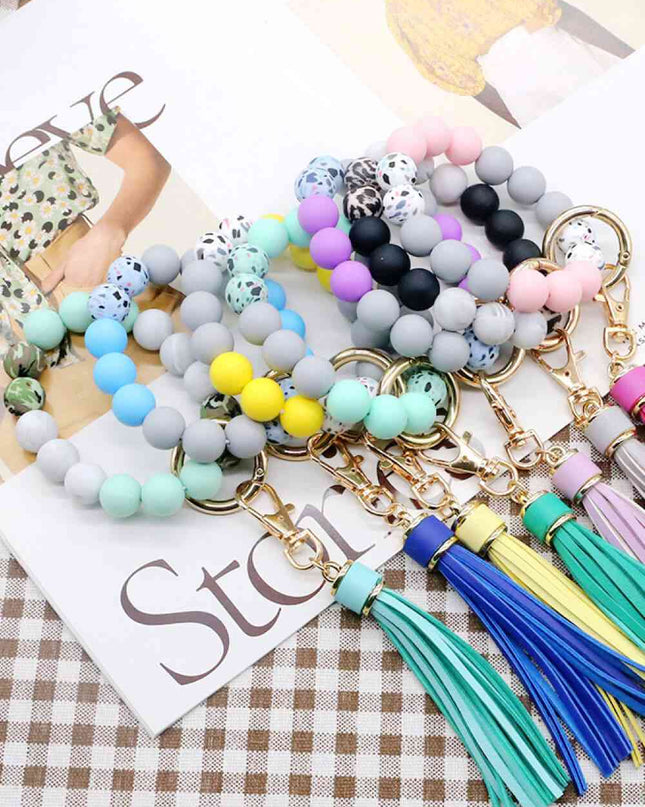 Assorted 2-Pack Multicolored Beaded Tassel Keychain