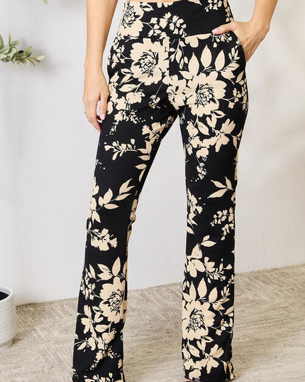 Heimish Full Size High Waist Floral Flare Pants