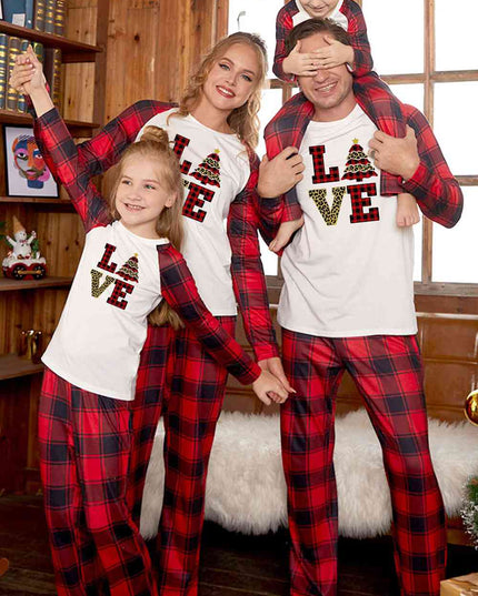 LOVE Graphic Top and Plaid Pants Set