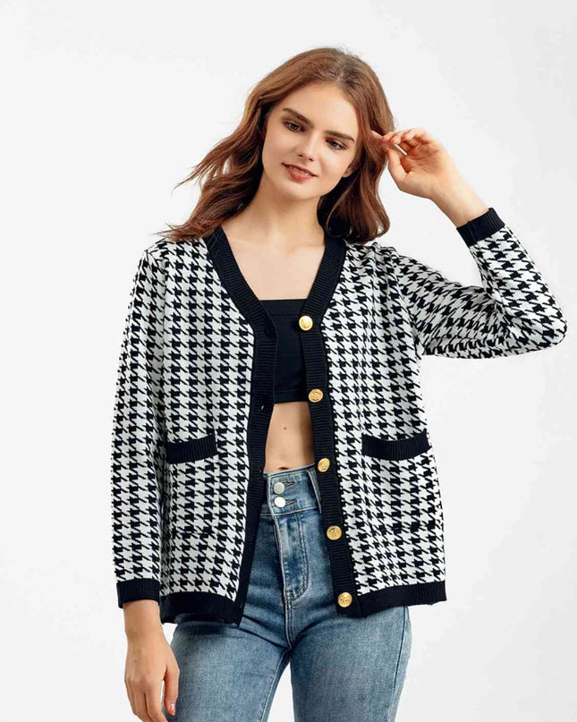 Houndstooth Button Down Cardigan