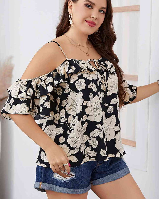 Plus Size Floral Spaghetti Strap Blouse