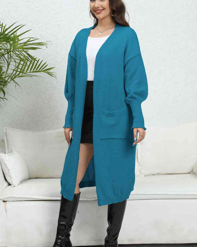 Open Front Dropped Shoulder Cardigan