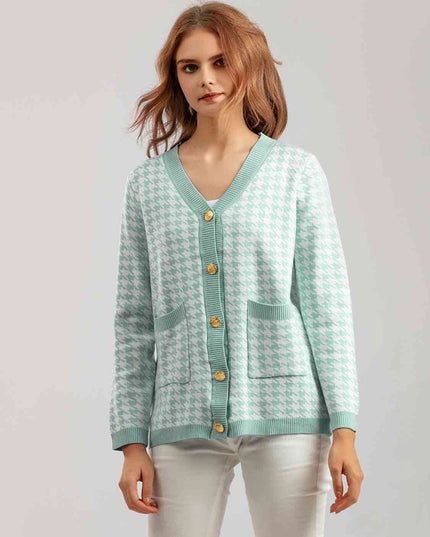 Houndstooth Button Down Cardigan