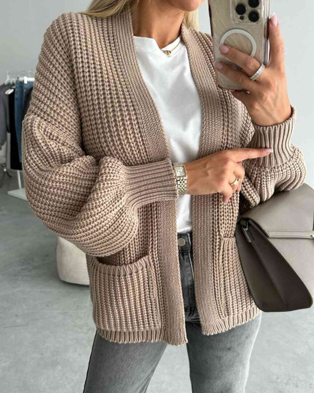 Open Front Dropped Shoulder Cardigan