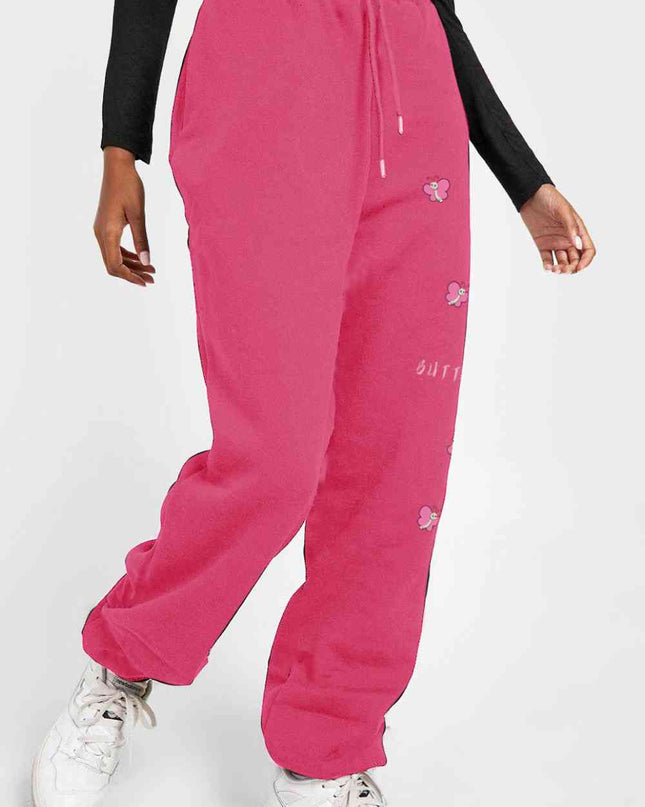 Simply Love Simply Love Full Size Drawstring BUTTERFLY Graphic Long Sweatpants