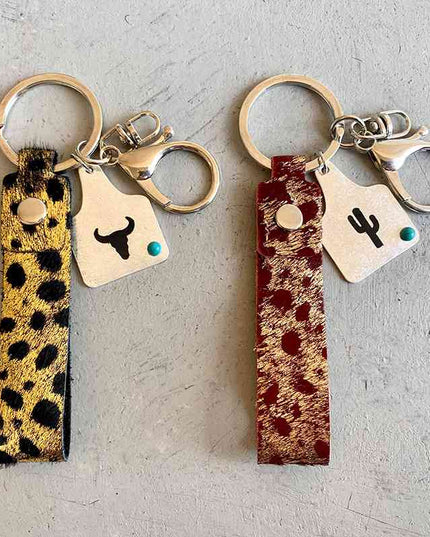 Genuine Leather Alloy Keychain