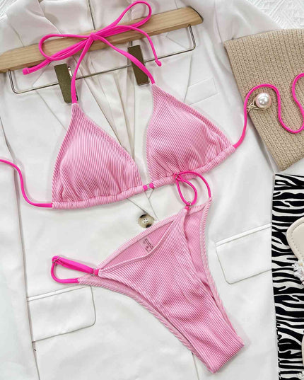 Ribbed Tie Back Bikini Set