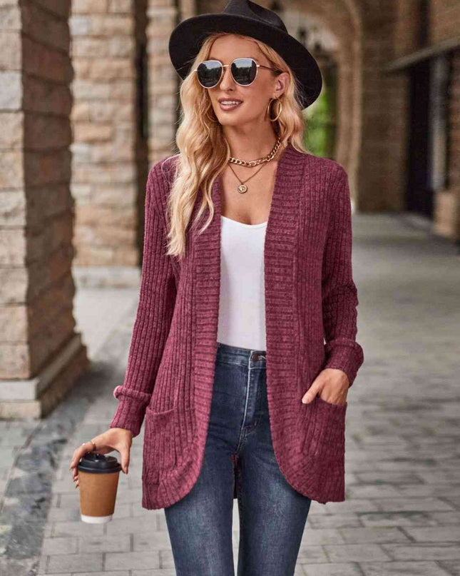 Open Front Cardigan with Pockets
