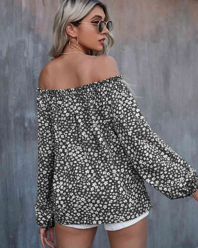 Off-Shoulder Long Sleeve Blouse