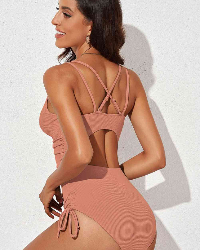 Tied Cutout Plunge One-Piece Swimsuit