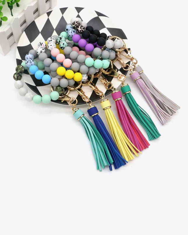 Assorted 2-Pack Multicolored Beaded Tassel Keychain