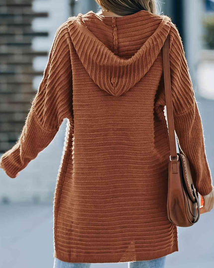 Plus Size Hooded Open Front Longline Cardigan